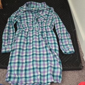 Magellan Outdoors Blue and Purple Plaid Kids Casual Dress